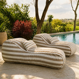 Rounded Pool Loungers- (Striped -Patio 2)